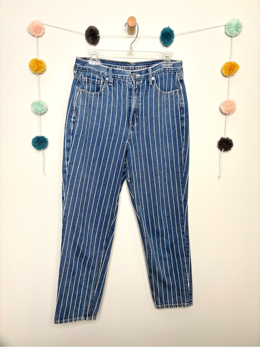American Eagle Striped Mom Jean